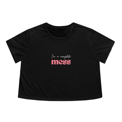 I'm a Complete Mess Cropped Tee - Black & Grey