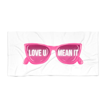 Vibrant Beach Towel with 'Love U Mean It' Design - Perfect for Summer, Pool Parties, Gifts, Beach Days, Travel