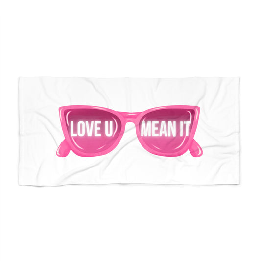 Vibrant Beach Towel with 'Love U Mean It' Design - Perfect for Summer, Pool Parties, Gifts, Beach Days, Travel