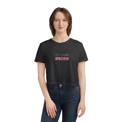 I'm a Complete Mess Cropped Tee - Black & Grey