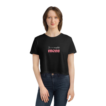 I'm a Complete Mess Cropped Tee - Black & Grey