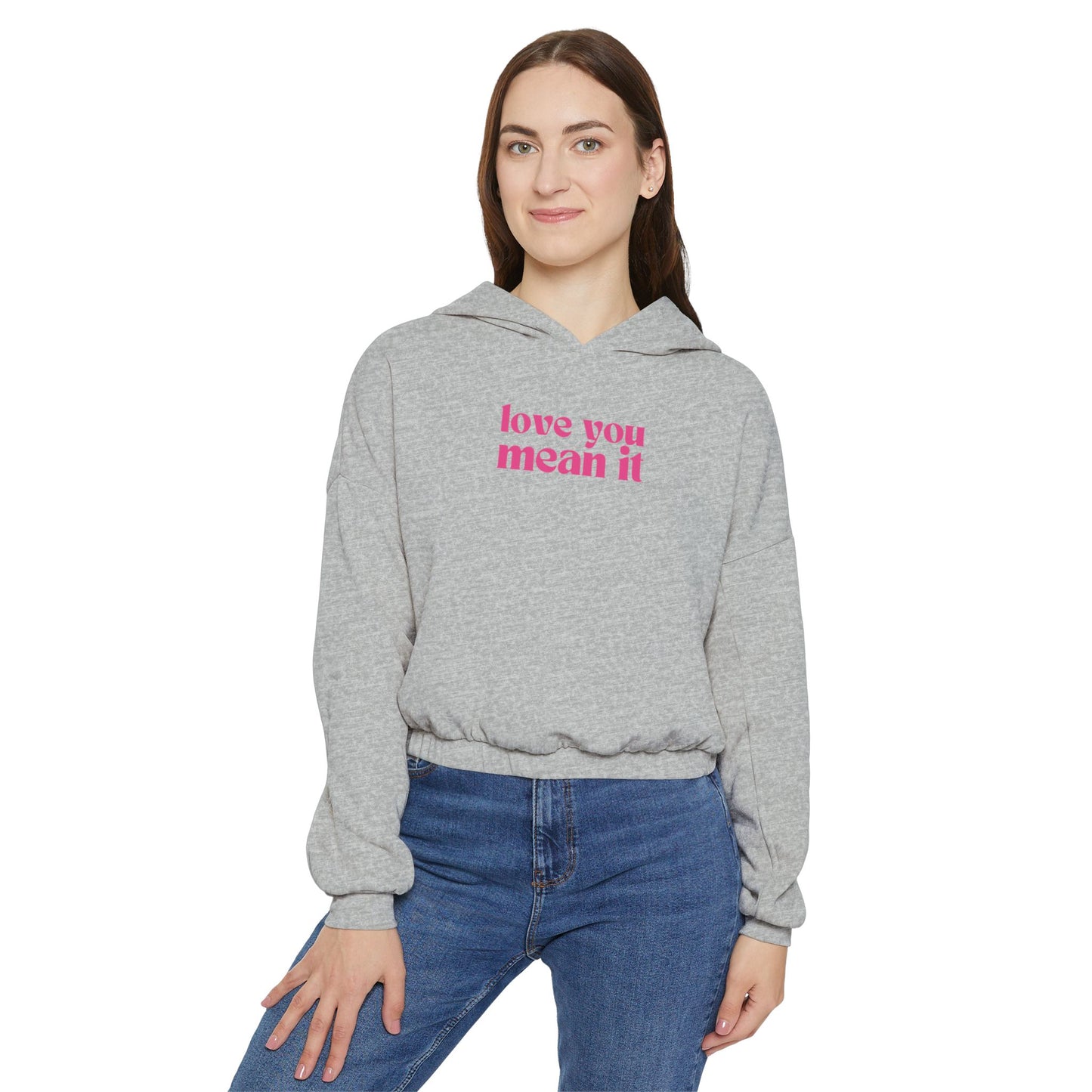 Love You Mean It Cropped Hoodie - Grey