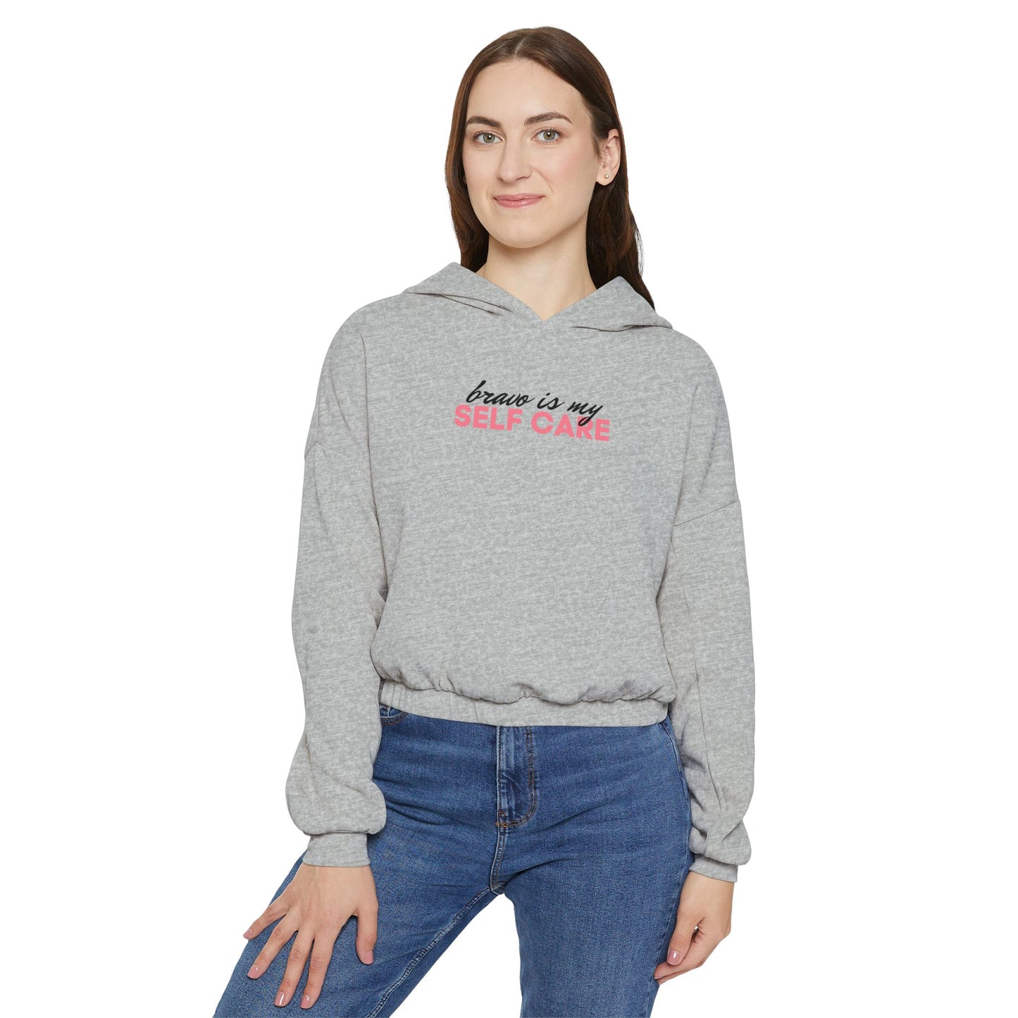 Bravo is My Self Care Cropped Hoodie - Grey