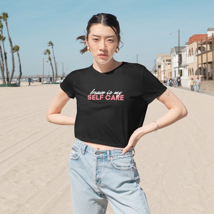 Bravo is my Self Care Cropped Tee - Black & Dark Grey