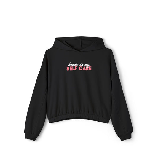Bravo is My Self Care Cropped Hoodie - Black