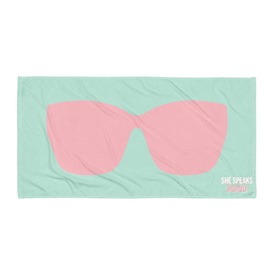 It's Giving Shades Beach Towel - Mint/Pink